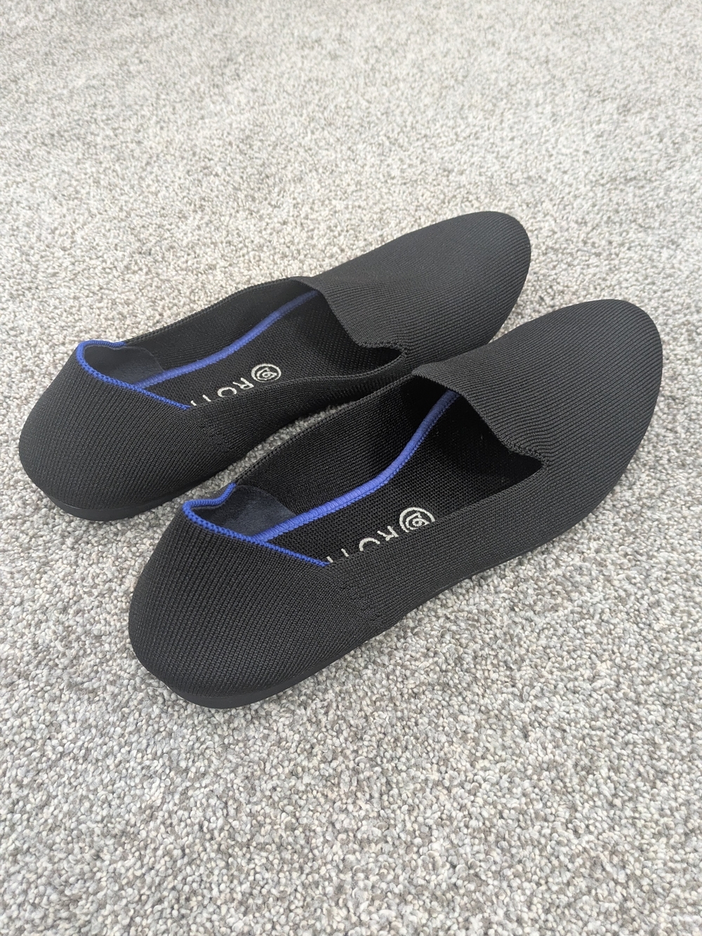 Rothy's The Loafer Black Slip-On Shoes Flats with Blue Accent Size 11 Or 12 - Picture 4 of 9